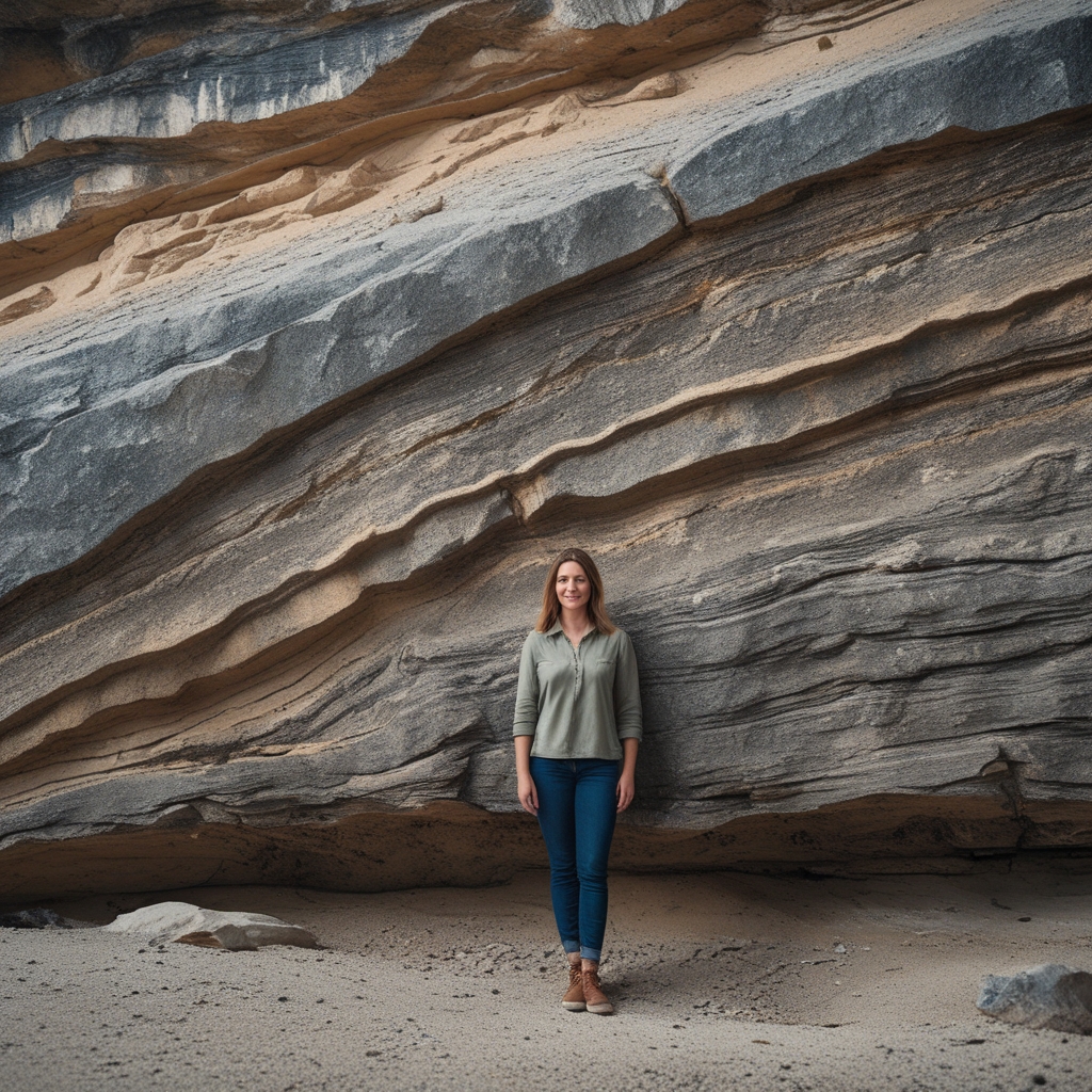 Detail of a large natural rock formation with dramatic lighting highlighting its layered texture and permanence, symbolizing enduring physical strength